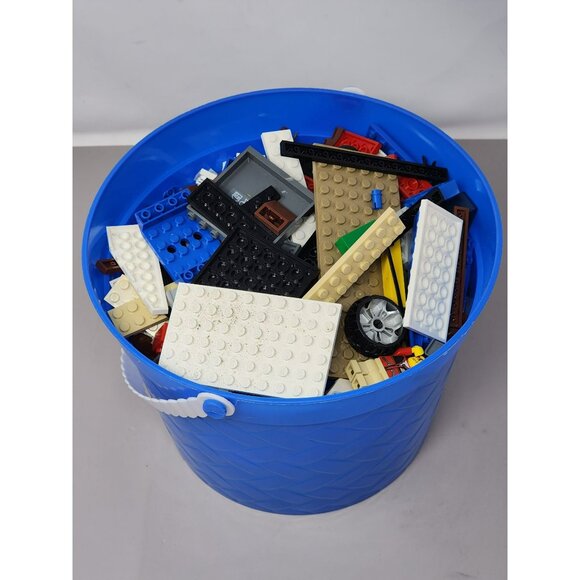 Mixed Lego Building Blocks Assorted‎ Colors & Shapes Bulk Lot In Blue Bucket - Picture 6 of 8